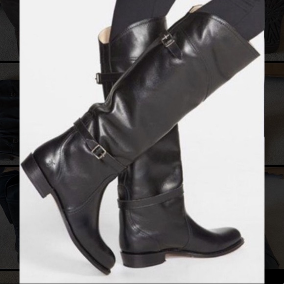 black leather frye boots